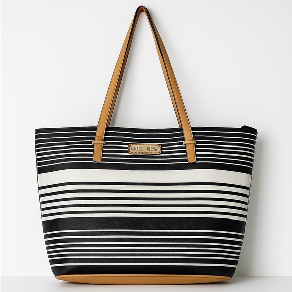 Kenneth Cole Reaction Handbags - Kenneth Cole Reaction Women's Large Blue and White Striped Tote.